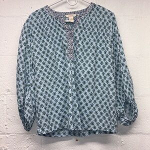 Sundance Top Floral Botanical Long Sleeve Cotton Cottagecore Peasant sz small